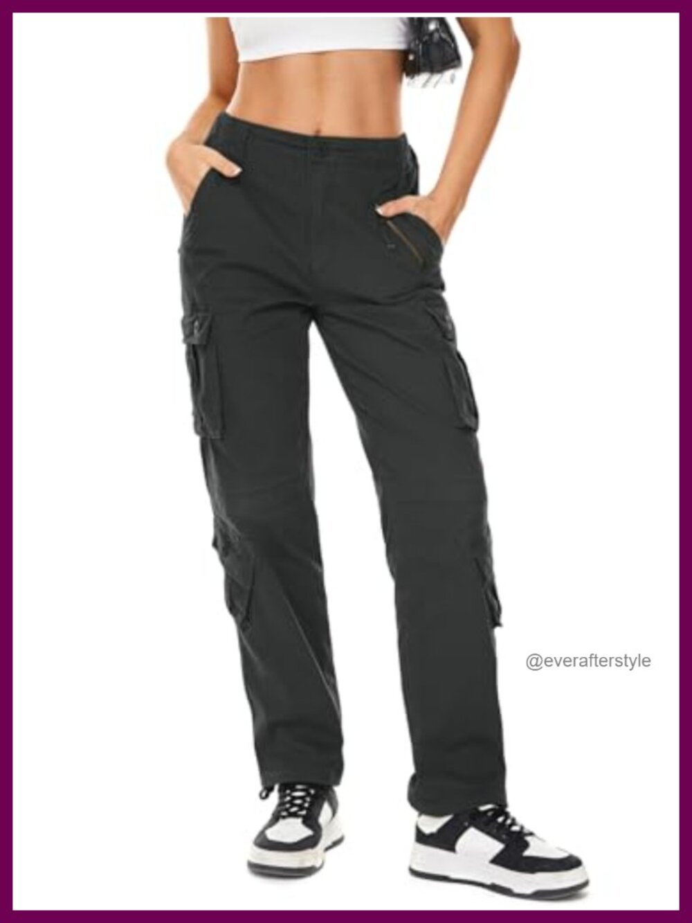Women's Cotton Cargo Pants Loose Fit Straight Leg 8 Pockets Work Outdoor